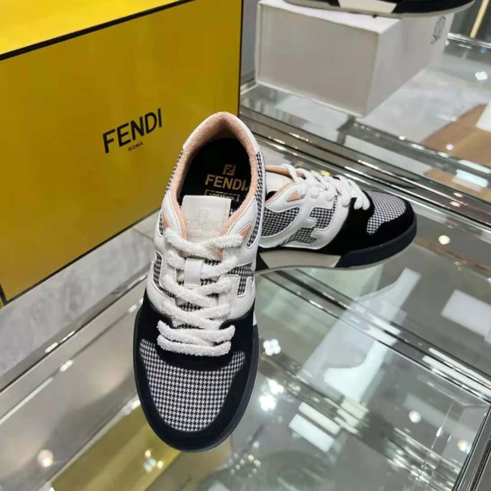Fendi Match Low Tops in Black Suede for Women Fendi Match Low Tops in Black Suede for Women