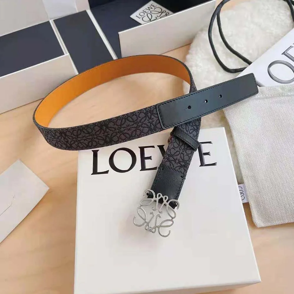 Loewe Anagram Belt in Jacquard and Calfskin for Men in Black Loewe Anagram Belt in Jacquard and Calfskin for Men in Black