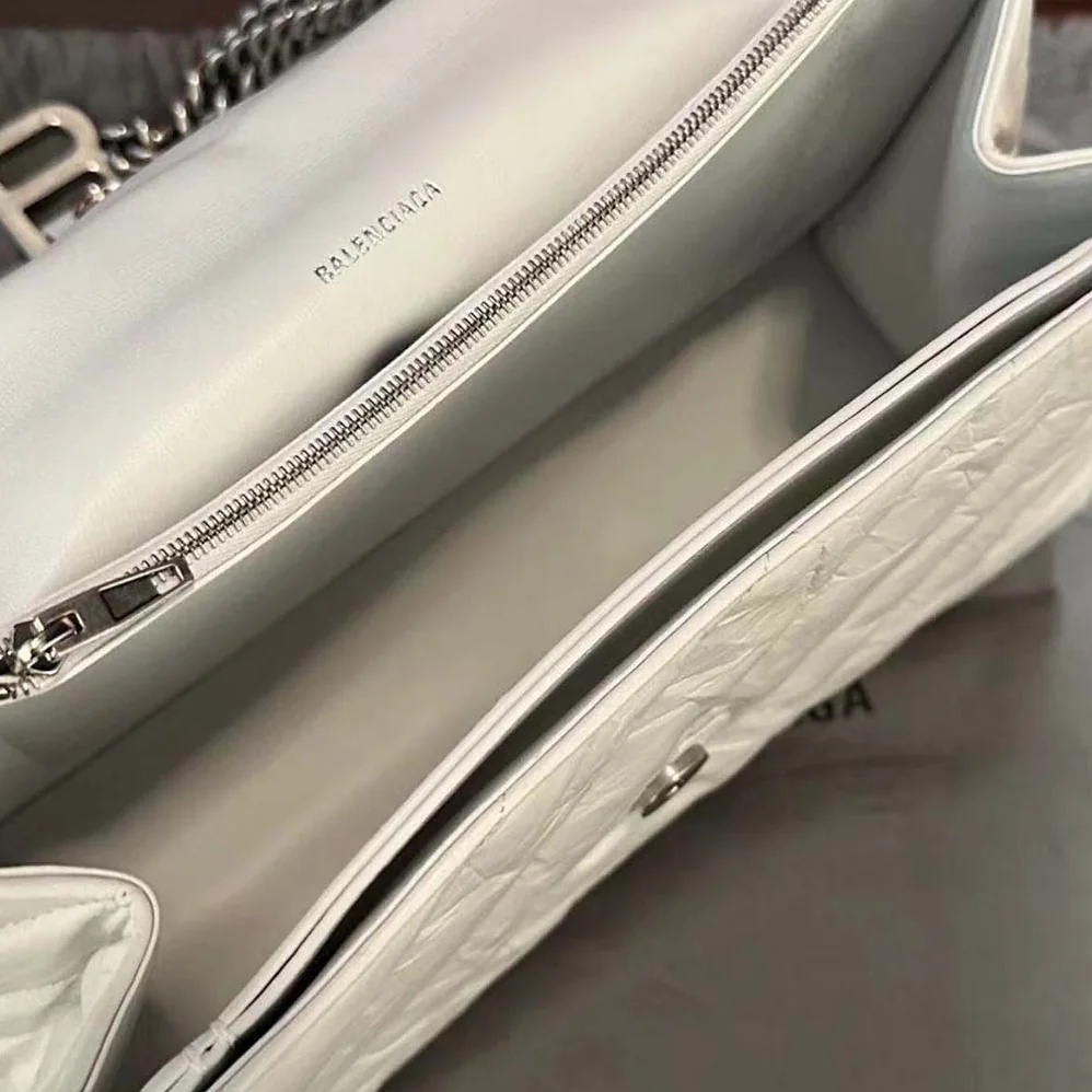 Balenciaga Crush Medium Chain Bag Quilted in White for Women