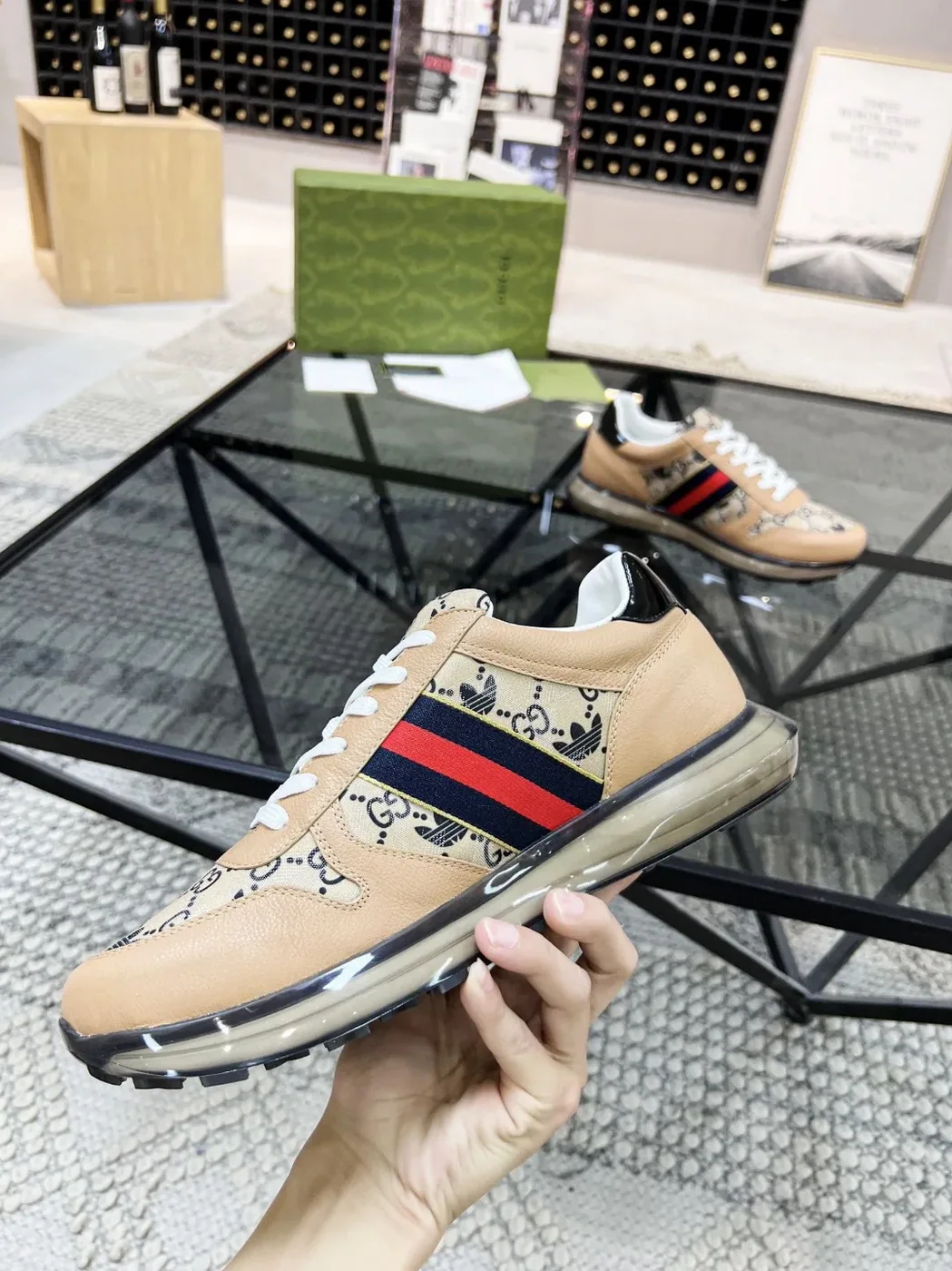 Gucci x Adidas GG Sneakers With Web Beige for Men