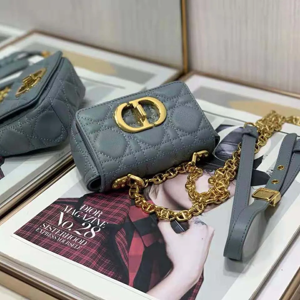 Dior Micro Dior Caro Bag Cloud Blue Supple Cannage Calfskin for Women