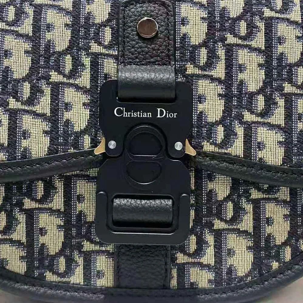Dior Gallop Messenger Bag Beige and Black Dior Oblique Jacquard and Black Grained Calfskin for Men