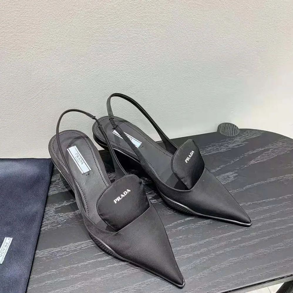 Prada Nylon Gabardine Slingback Pumps for Women in Black Prada Nylon Gabardine Slingback Pumps for Women in Black