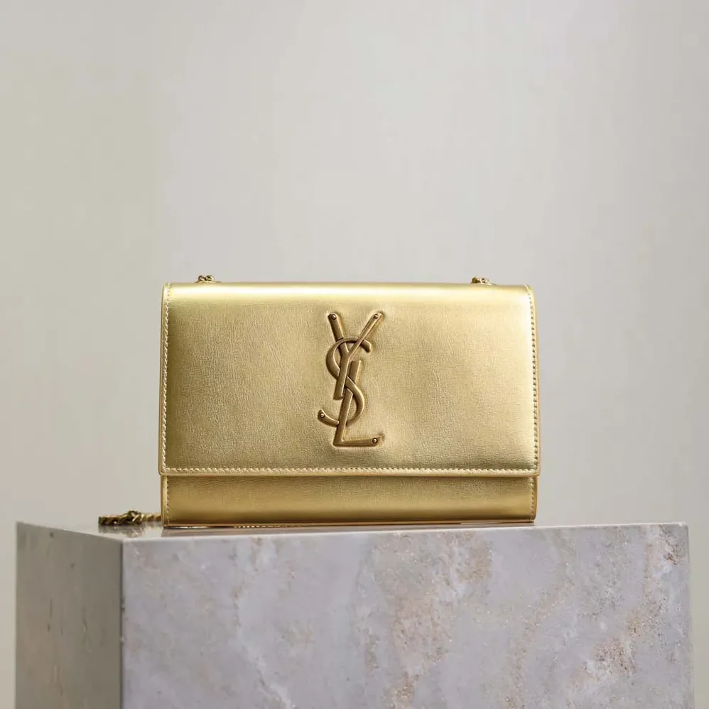 Saint Laurent YSL Kate Small In Metallic Leather for Women in Gold