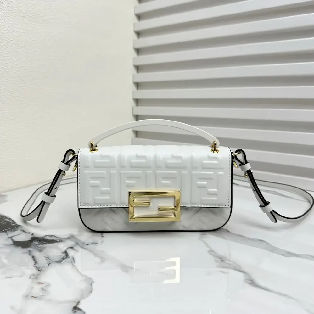 Fendi Baguette Phone Pouch White Nappa Leather Pouch for Women