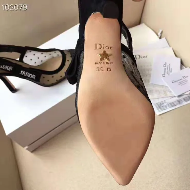 Dior J'adior Pump Dotted Swiss Tulle Rhinestones 10 cm Heel for Women in Black