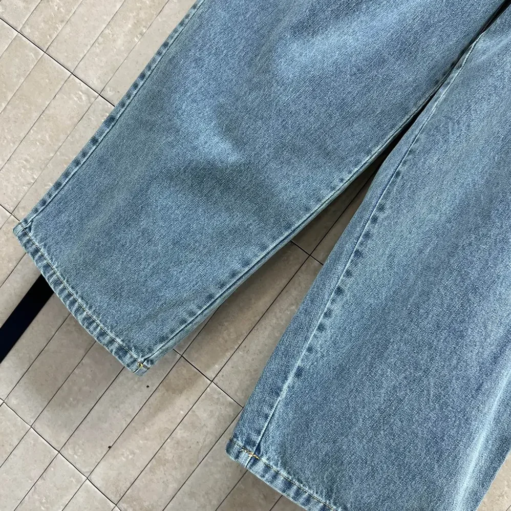 Loewe Draped Jeans In Denim for Women in Indigo Blue Loewe Draped Jeans In Denim for Women in Indigo Blue