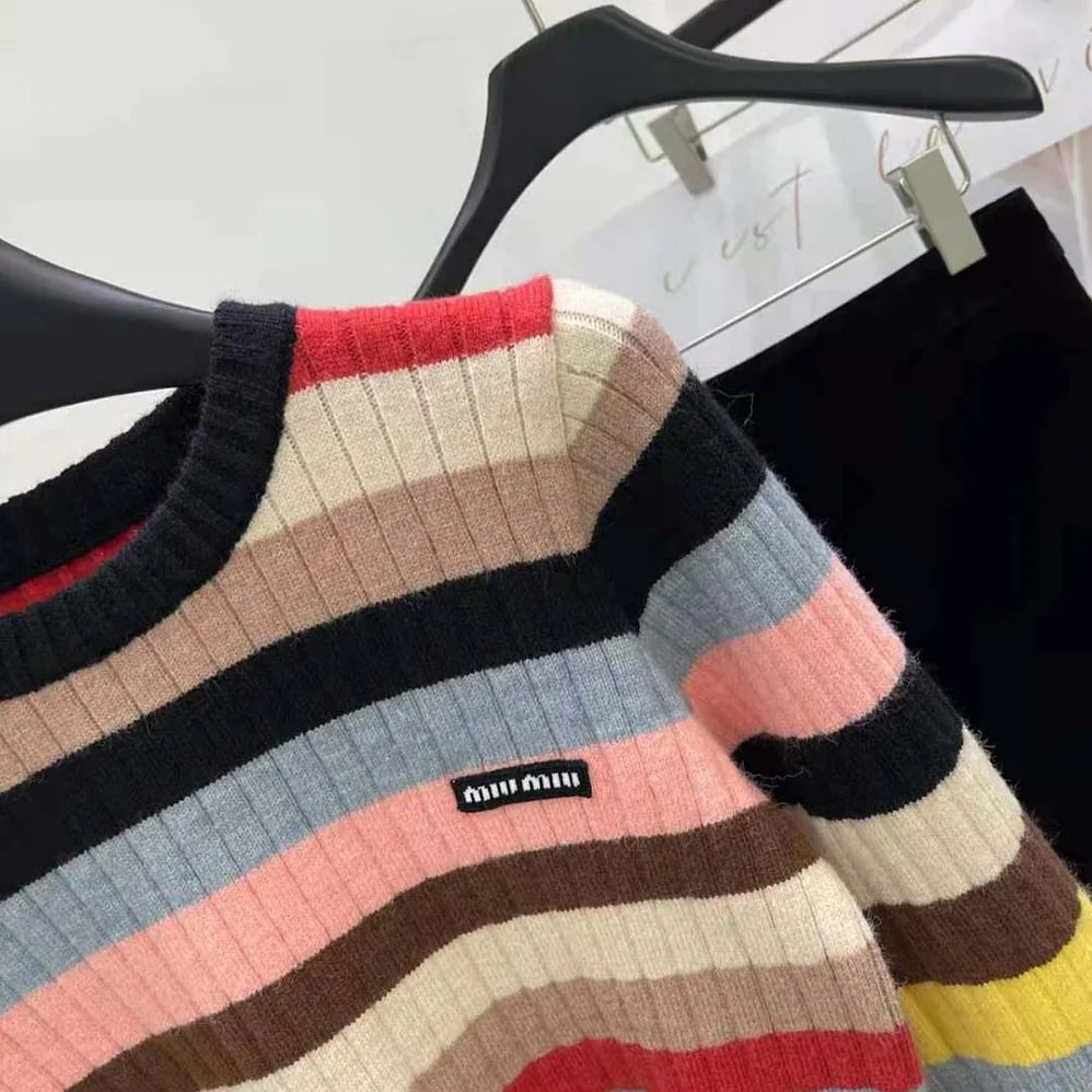 Miu Miu Cashmere Sweater with Logo Patch for Women