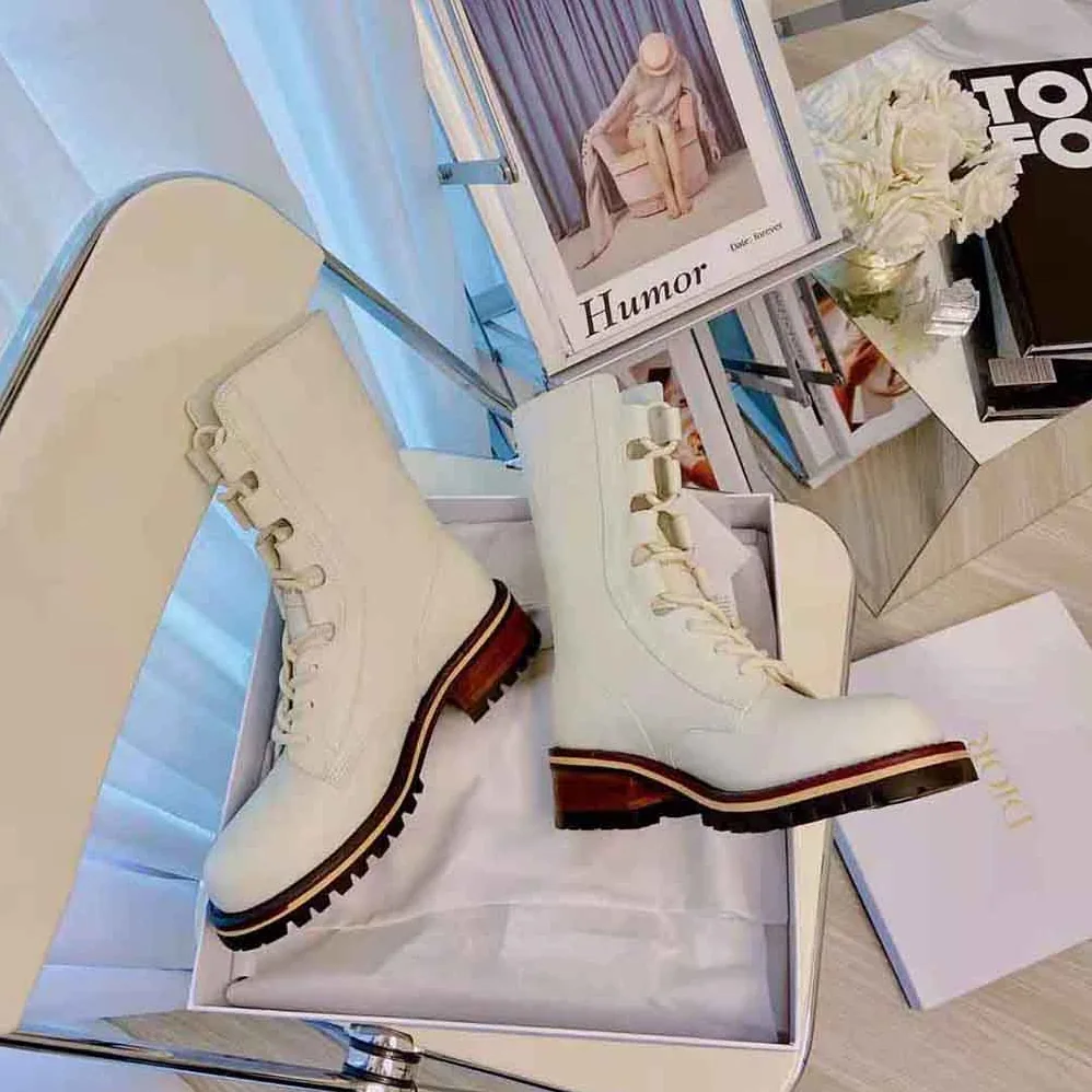 Dior Quest Boot White Embossed Calfskin for Women