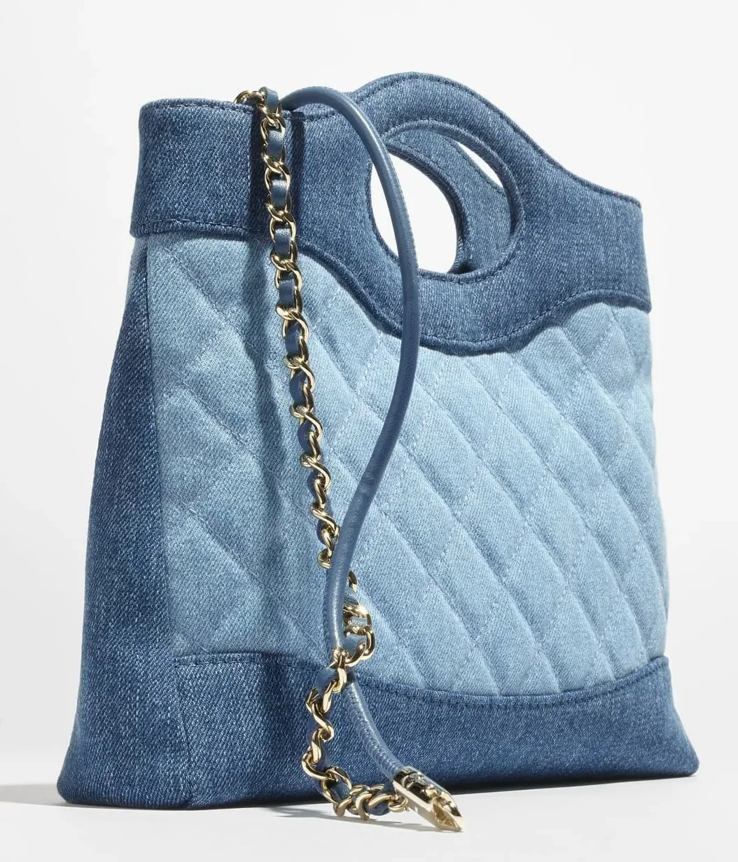 Chanel 31 Shopping Mini Crossbody Bag in Blue Gold Hardware