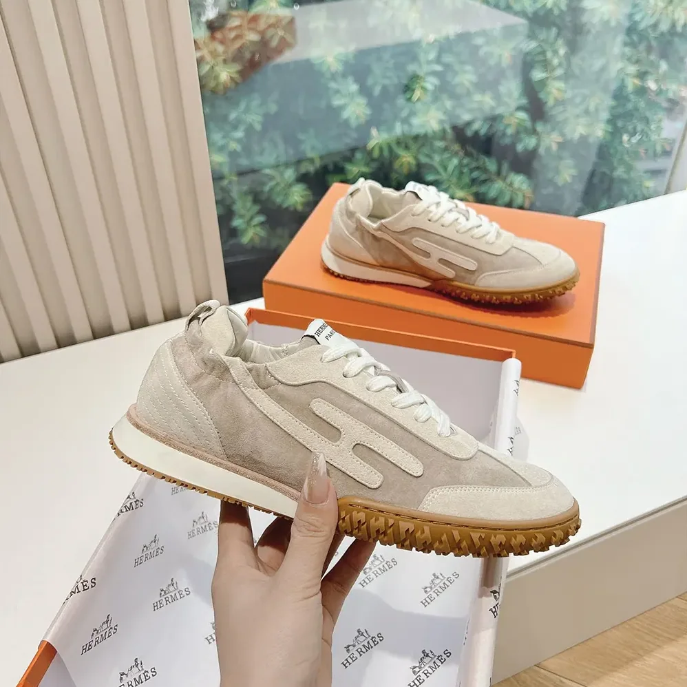 Hermes Jet Sneaker in Technical Canvas and Suede Goatskin for Unisex in Beige Hermes Jet Sneaker in Technical Canvas and Suede Goatskin for Unisex in Beige