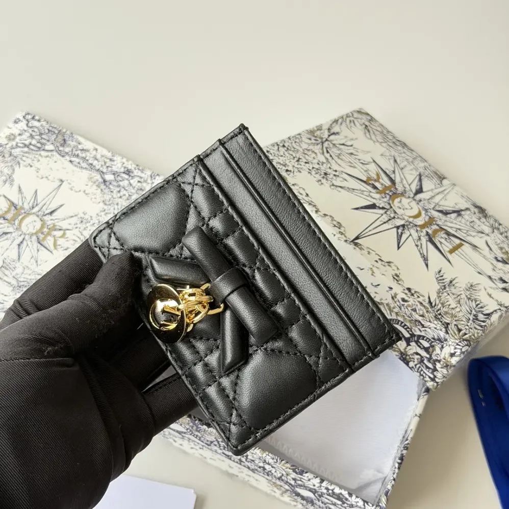 Dior Lady Dior Freesia Card Holder Black Cannage Lambskin for Women Dior Lady Dior Freesia Card Holder Black Cannage Lambskin for Women