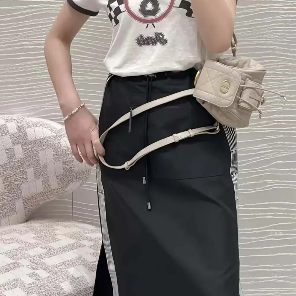 Dior Mid-Length Straight Skirt Black Jacquard Technical Taffeta for Women