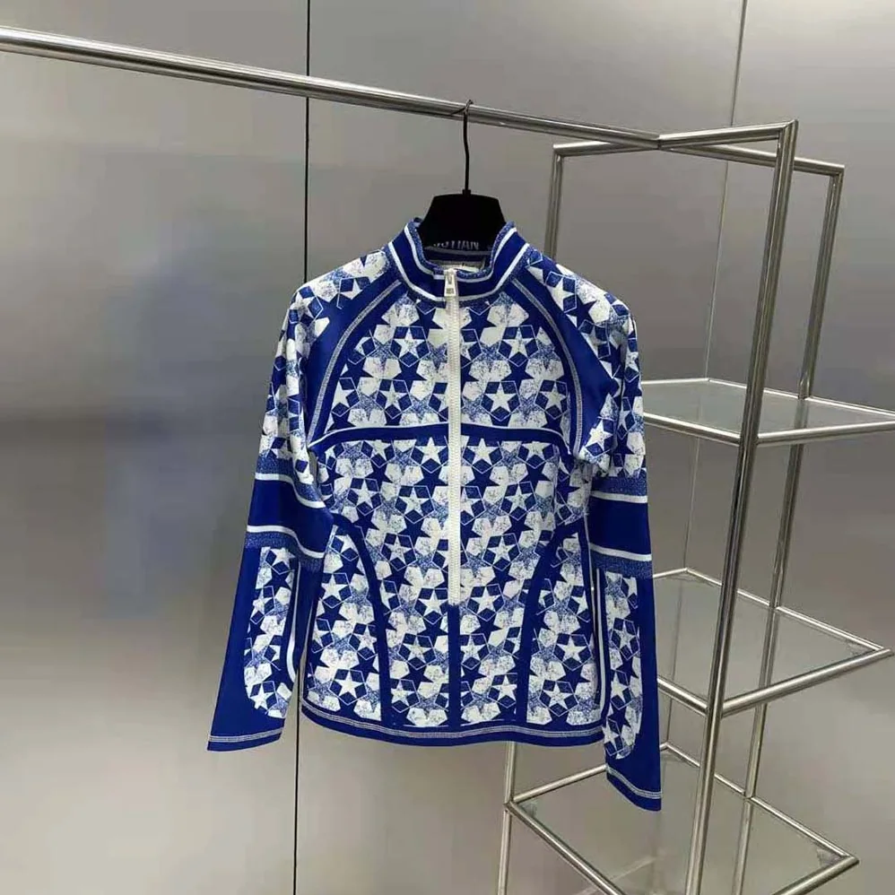 Dior Zipped Jacket Fluorescent Blue Dior Étoile Technical Jersey for Women Dior Zipped Jacket Fluorescent Blue Dior Étoile Technical Jersey for Women