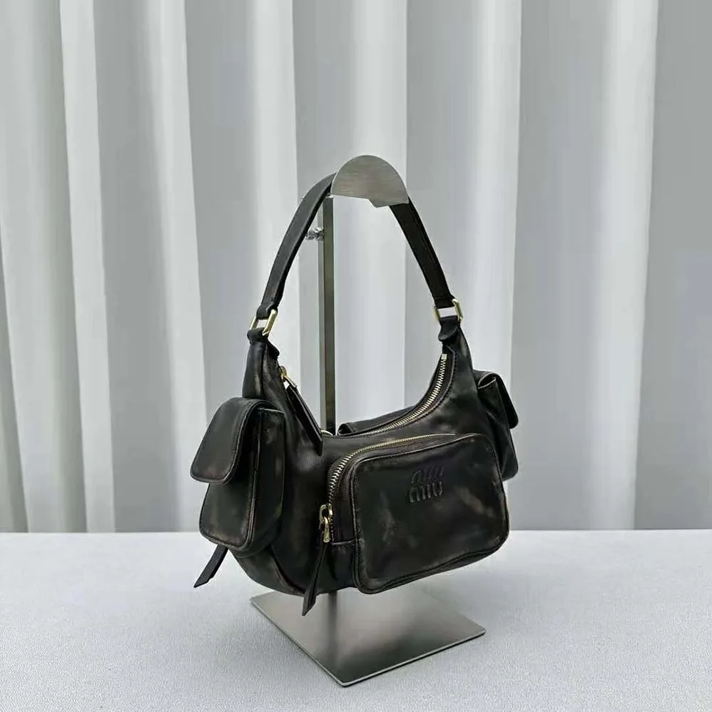 Miu Miu Nappa Leather Pocket Bag for Women in Black