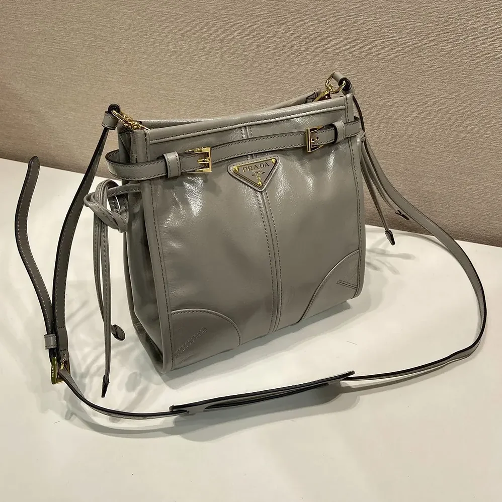 Prada Bonnie Leather Mini Shoulder Bag for Women in Gray