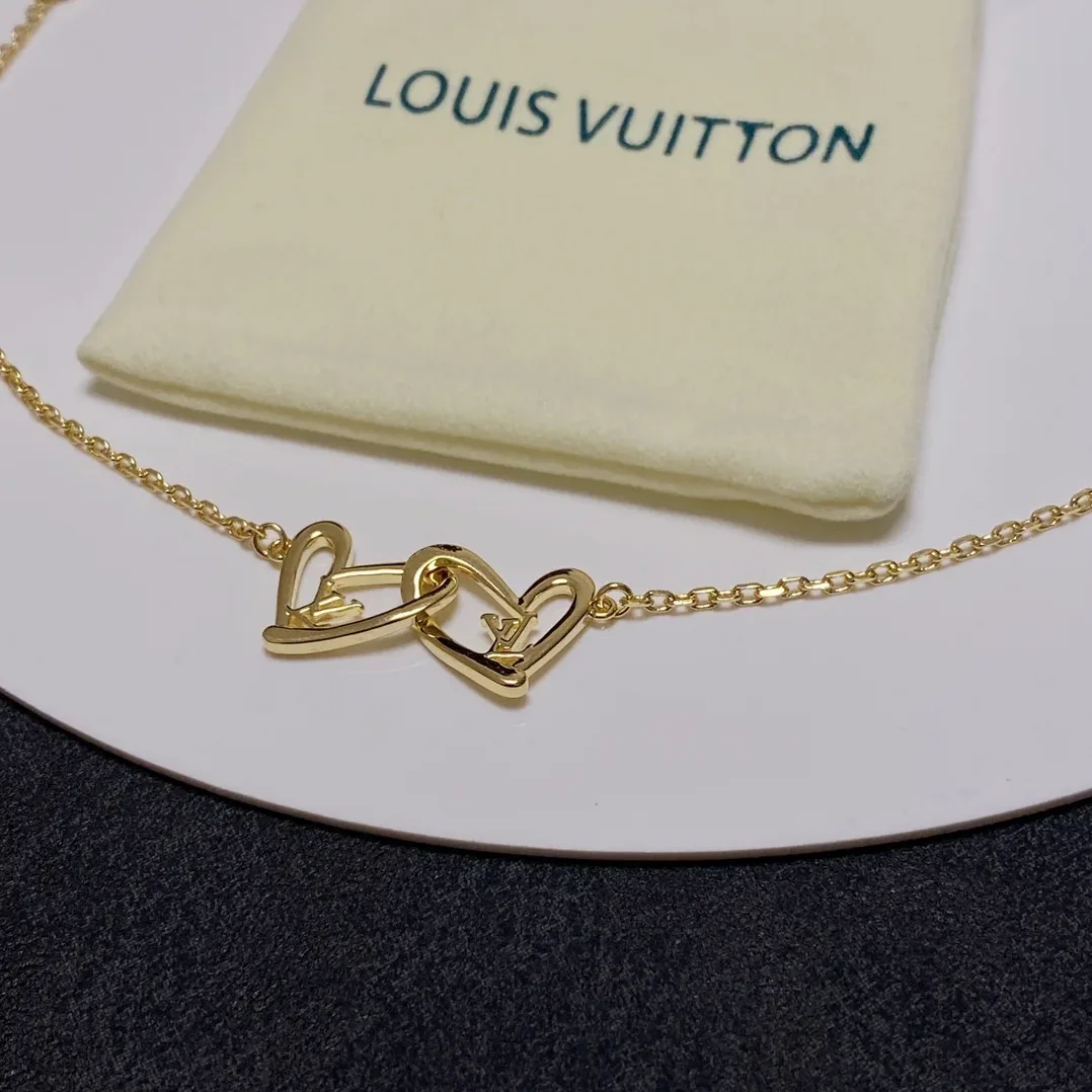 Louis Vuitton LV Letter Necklace Gold