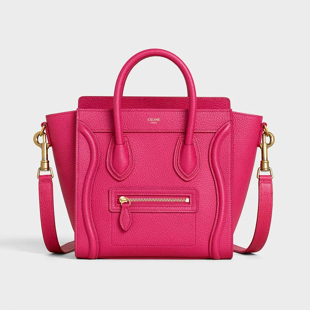 Celine Nano Luggage Bag in Drummed Calfskin for Women in Rose Celine Nano Luggage Bag in Drummed Calfskin for Women in Rose