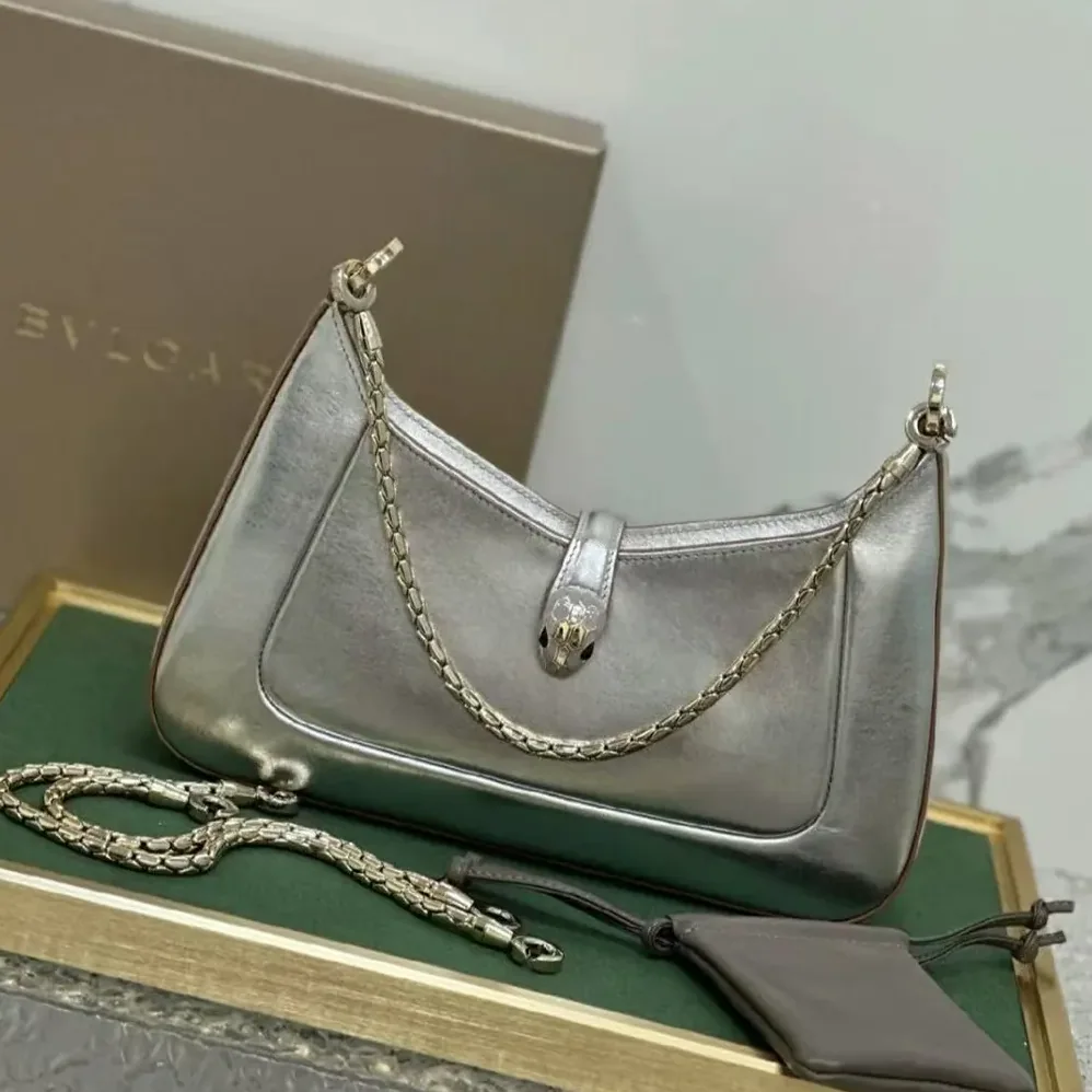 Bvlgari Serpenti Baia Small Shoulder Bag in Calf Leather for Women in Silver
