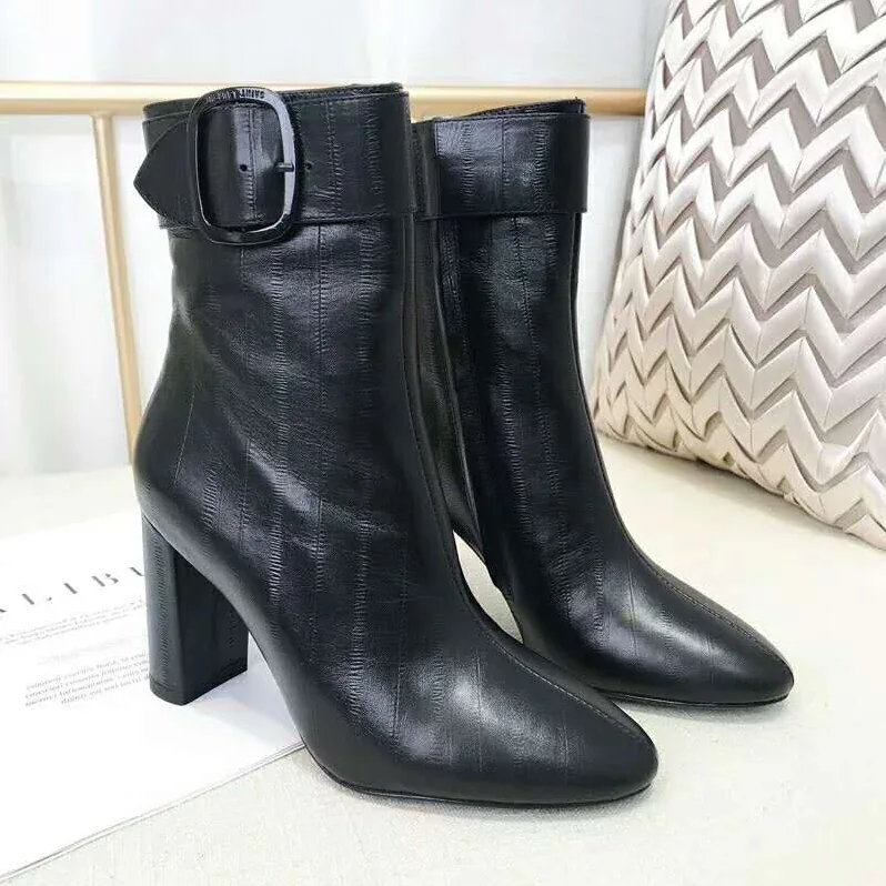 Saint Laurent YSL Shoes Joplin Buckle Bootie in Eel 10.5cm Heel for Women in Black Saint Laurent YSL Shoes Joplin Buckle Bootie in Eel 10.5cm Heel for Women in Black