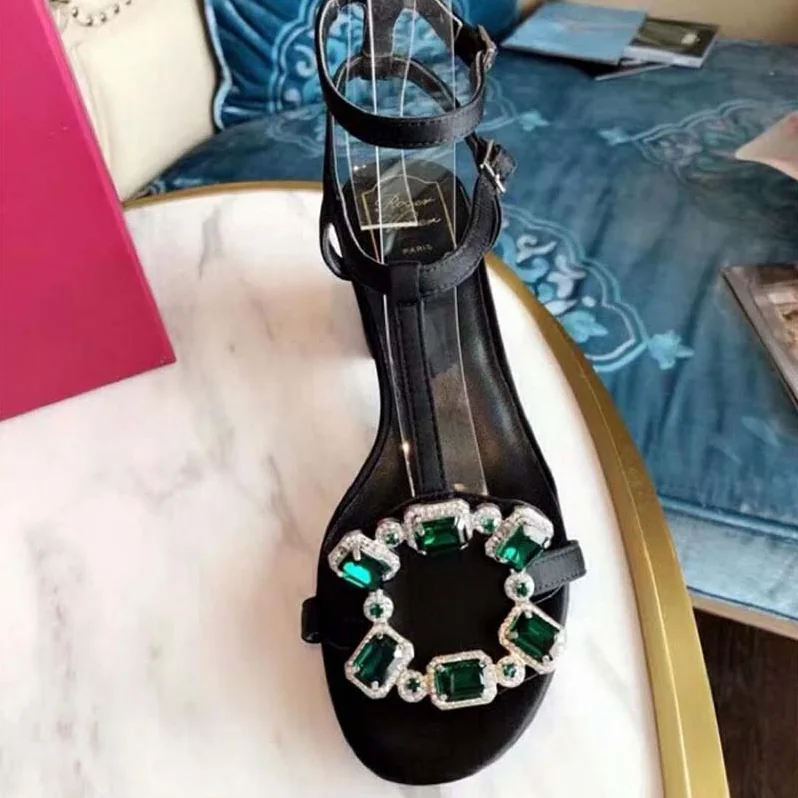 Roger Vivier Podium Crown Jewels Sandals 5cm Heel for Women in Black Roger Vivier Podium Crown Jewels Sandals 5cm Heel for Women in Black