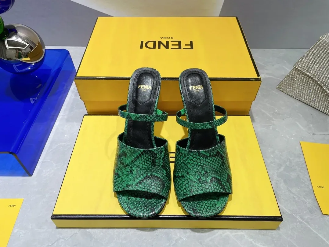Fendi First Green Python High in Heeled Sandals Fendi First Green Python High in Heeled Sandals