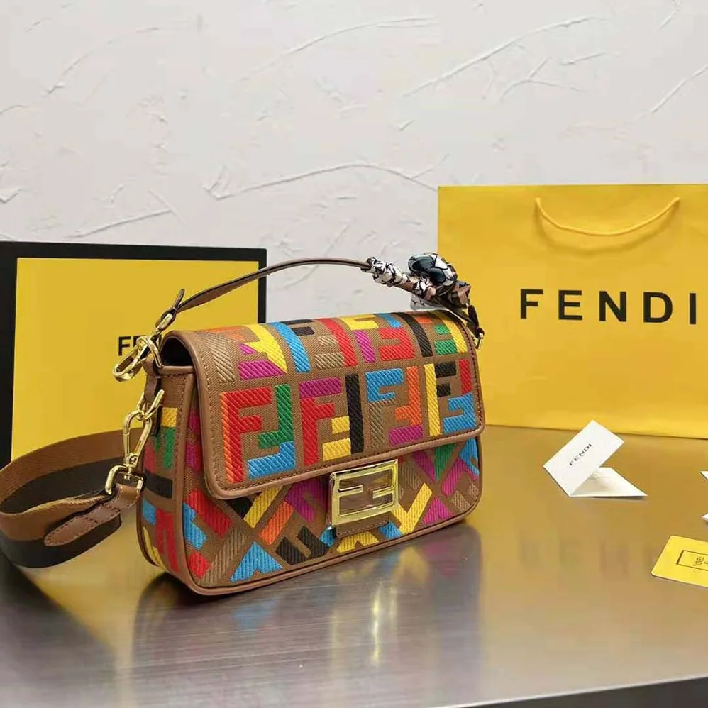 Fendi Baguette Multicolor FF Canvas Bag for Women