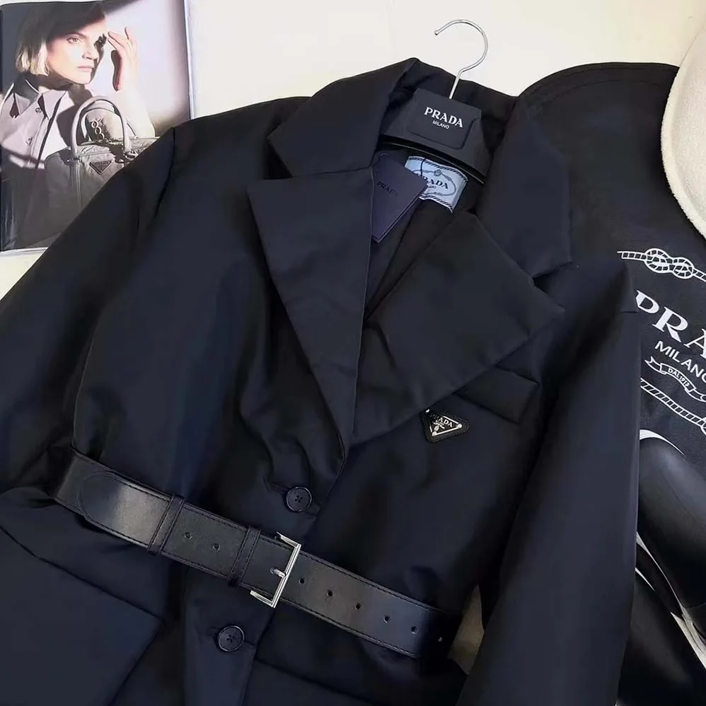 Prada Re-Nylon Gabardine Puffer Jacket for Women in Black