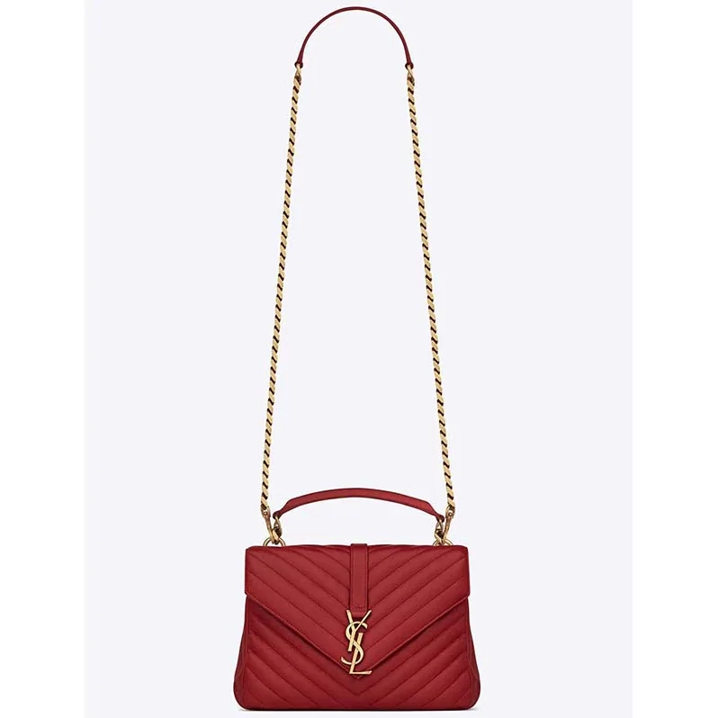 Saint Laurent YSL Classic Medium College Bag Matelasse Leather in Red