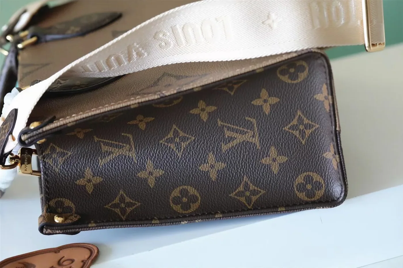 Louis Vuitton OnTheGo PM Tote Bag in Brown Gold Hardware