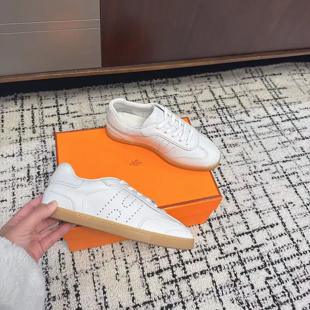 Hermes Match Sneaker in Sport Goatskin and Calfskin for Unisex in White
