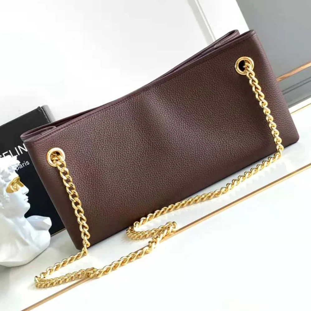 Celine Medium Newspaper Bag in Supple Calfskin for Women in Maroon