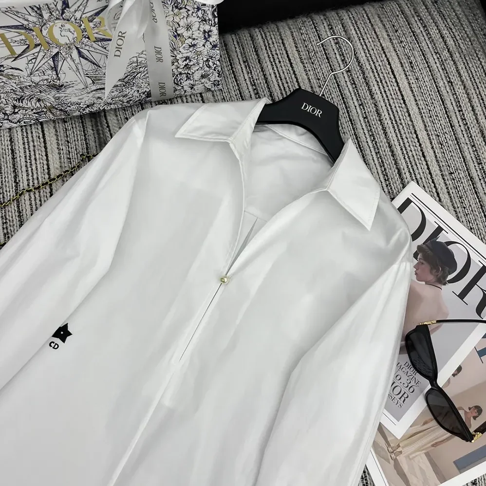 Dior Blouse White Cotton Poplin for Women Dior Blouse White Cotton Poplin for Women