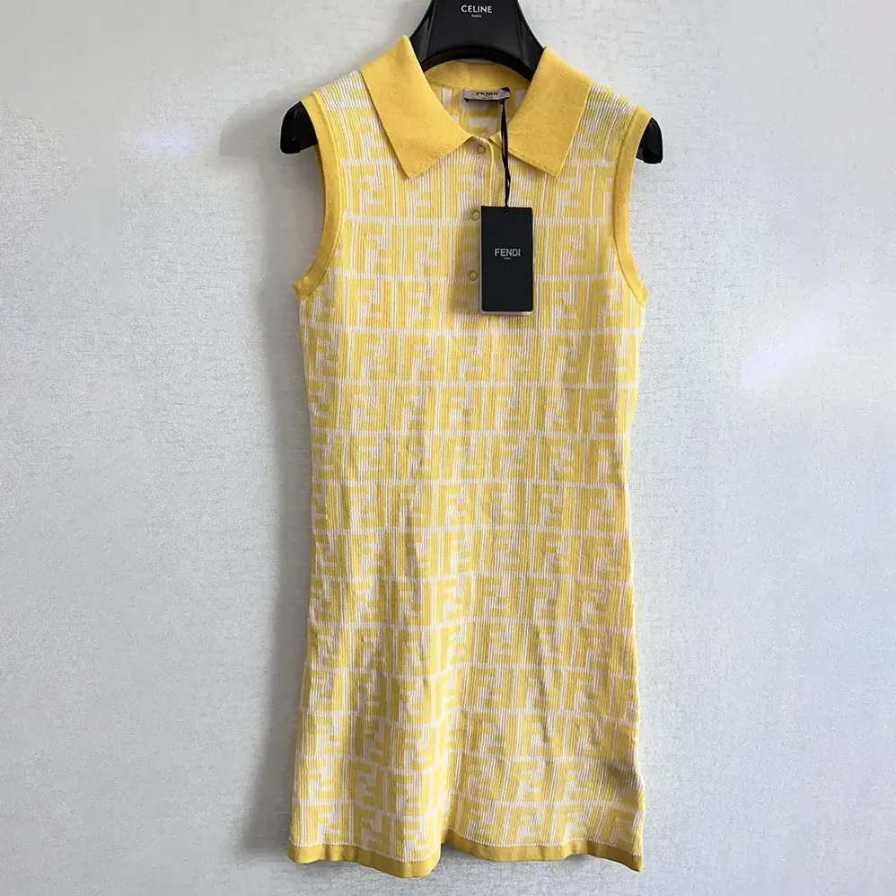 Fendi Golden Yellow FF Cotton Dress for Women