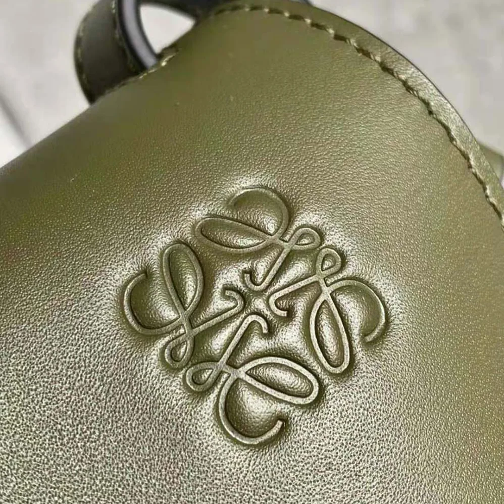 Loewe Small Gate Bag in Soft Calfskin and Jacquard for Women in Green Loewe Small Gate Bag in Soft Calfskin and Jacquard for Women in Green