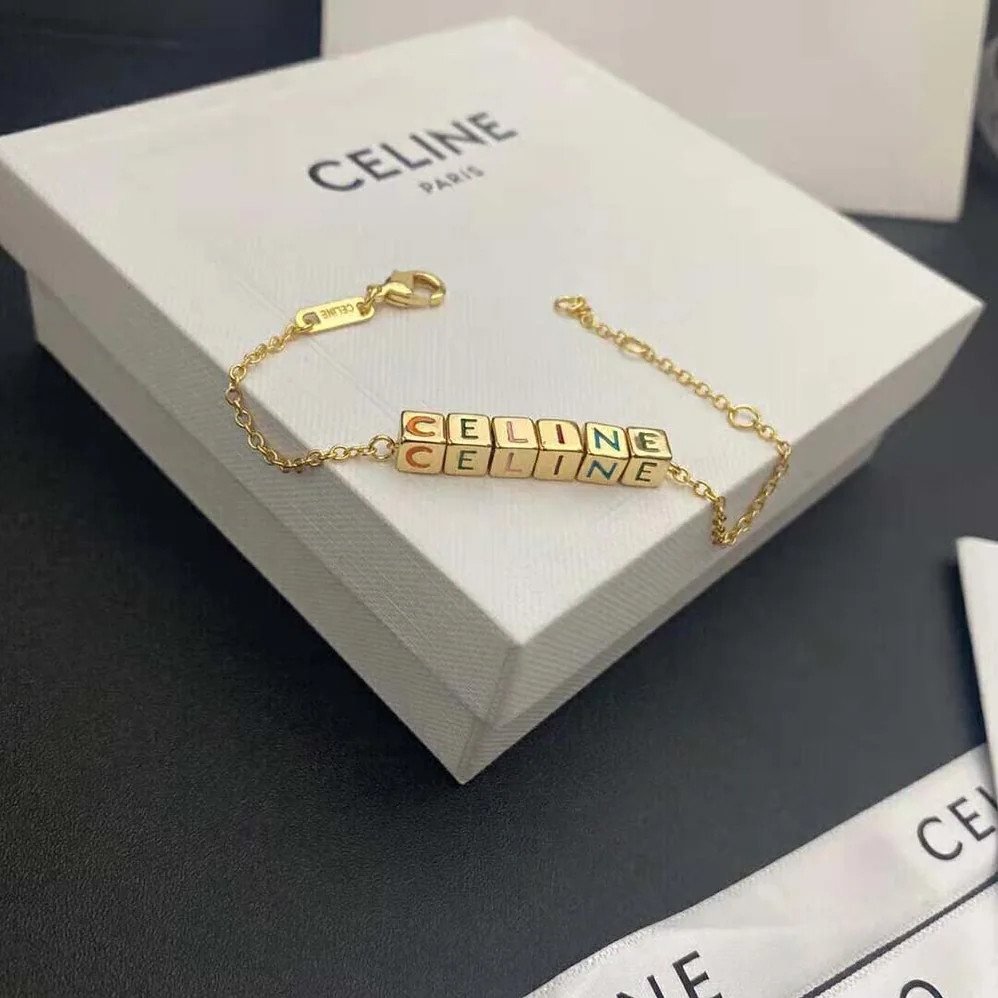 Celine Color Bracelet in Brass with Gold Finish and Enamel for Women