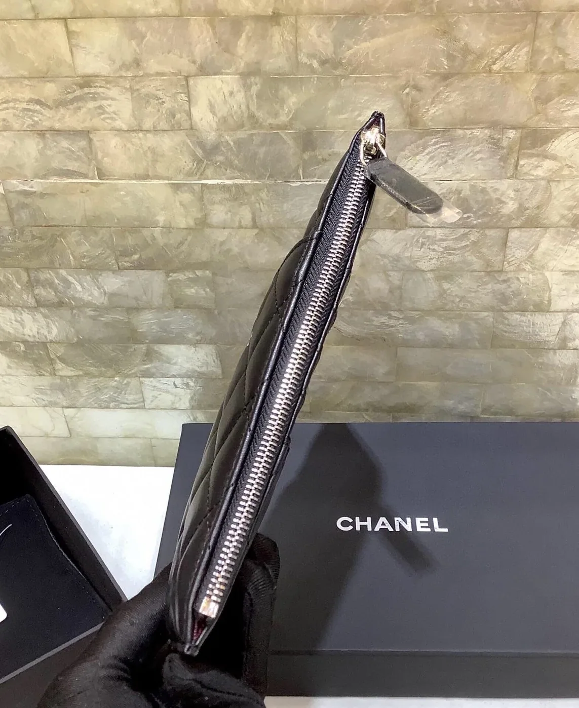 Chanel CO-CO Mini Pouch Wallet in Black , /, with Silver Hardware