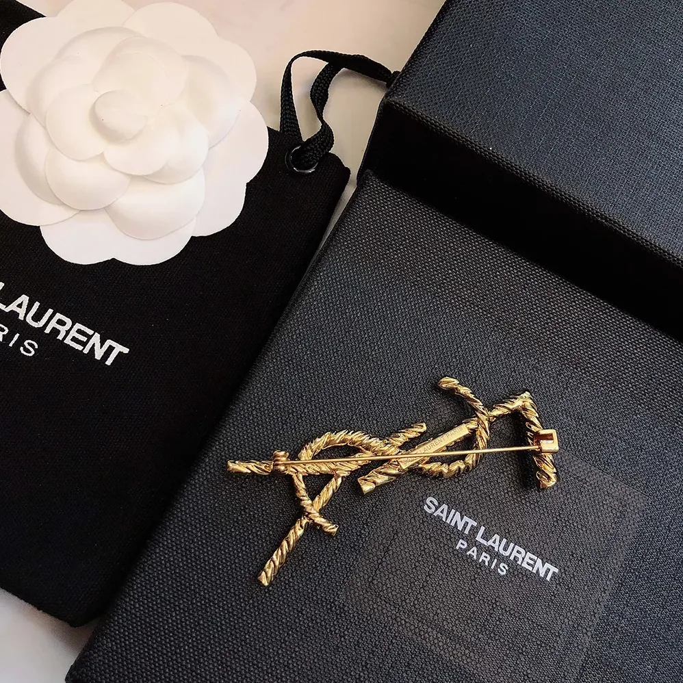 Saint Laurent YSL Cassandre YSL Brooch in Metal for Women Saint Laurent YSL Cassandre YSL Brooch in Metal for Women