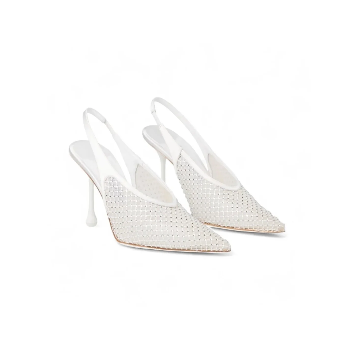 Jimmy Choo Isa 95 Crystal Mesh Pumps White ISA95QHS