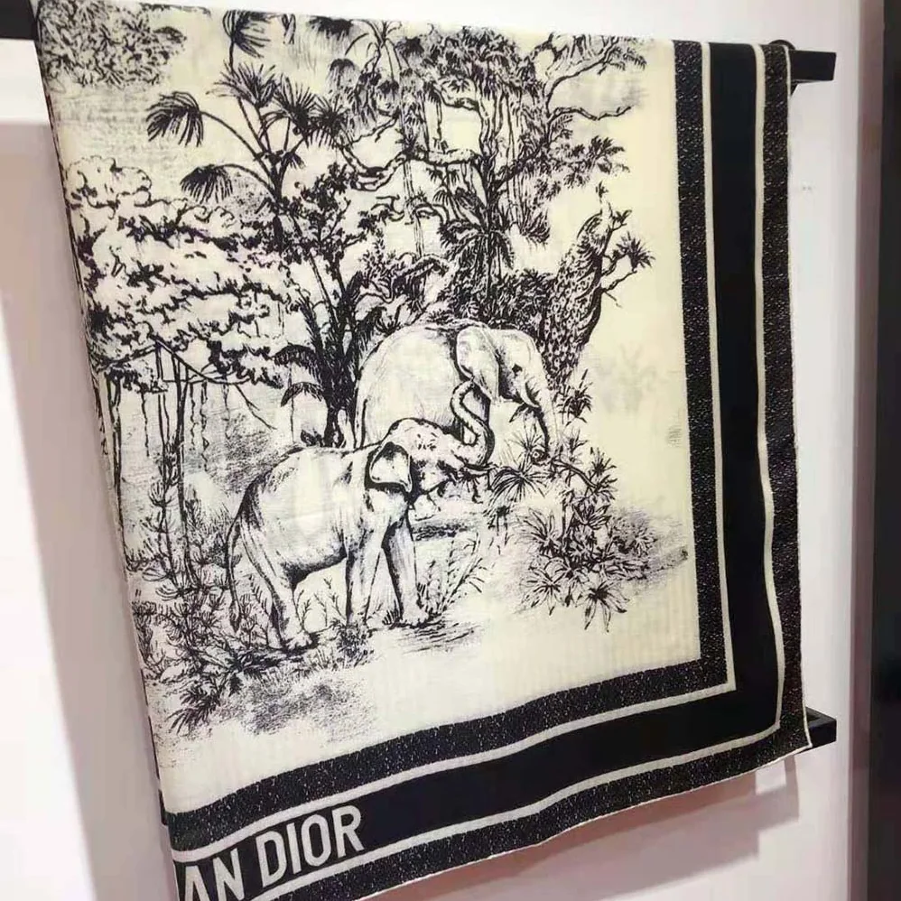 Dior Toile De Jouy Voyage 90 Square Scarf White and Black Silk Twill for Women Dior Toile De Jouy Voyage 90 Square Scarf White and Black Silk Twill for Women