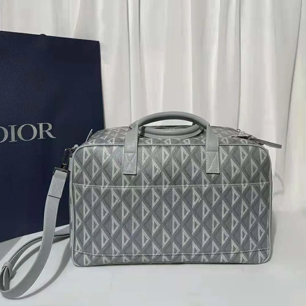 Dior Hit the Road Pet Carrier Bag Dior Gray CD Diamond Canvas and Smooth Calfskin for Men Dior Hit the Road Pet Carrier Bag Dior Gray CD Diamond Canvas and Smooth Calfskin for Men