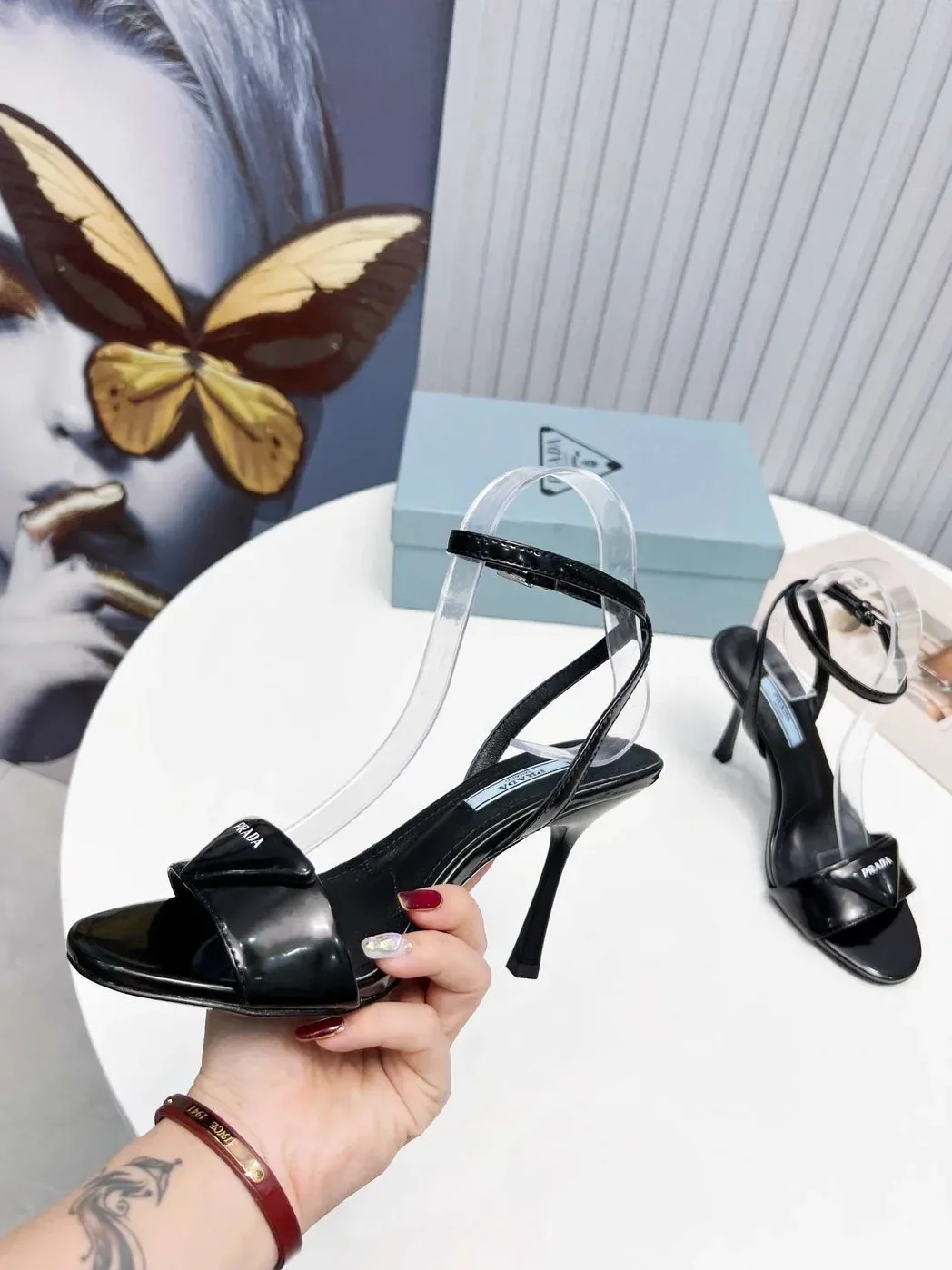 Prada Square Toe Pointed Pumps Black