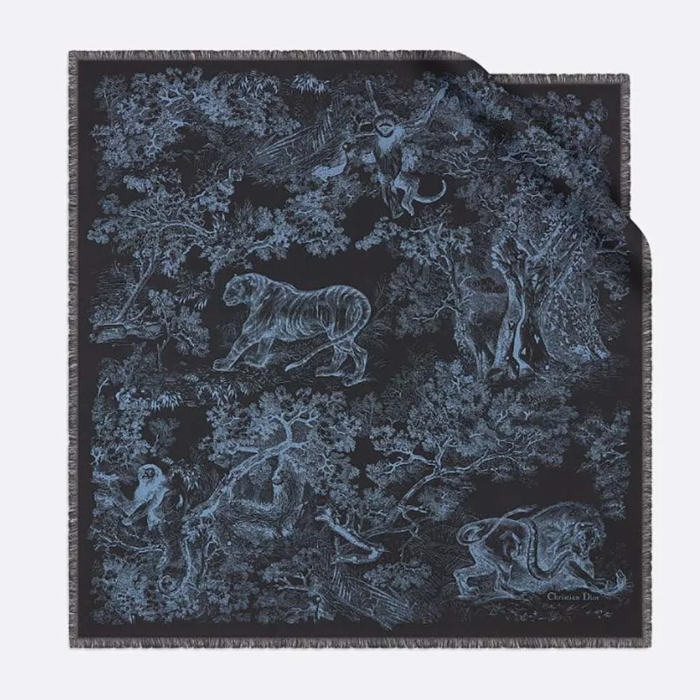 Dior Toile DE Jouy Reverse Square Scarf Silk Twill for Women in Navy Dior Toile DE Jouy Reverse Square Scarf Silk Twill for Women in Navy