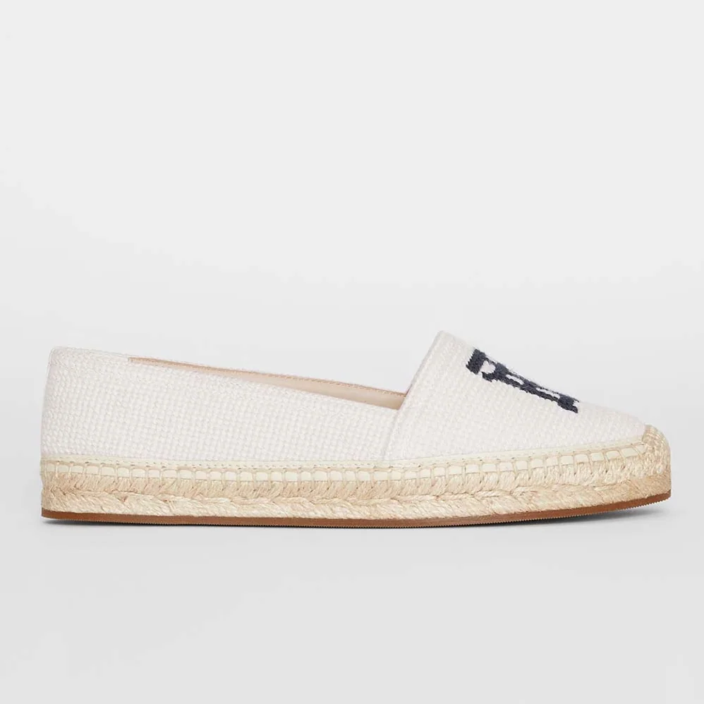 Burberry Shoes Monogram Motif Cotton and Leather Espadrilles for Women in White Burberry Shoes Monogram Motif Cotton and Leather Espadrilles for Women in White