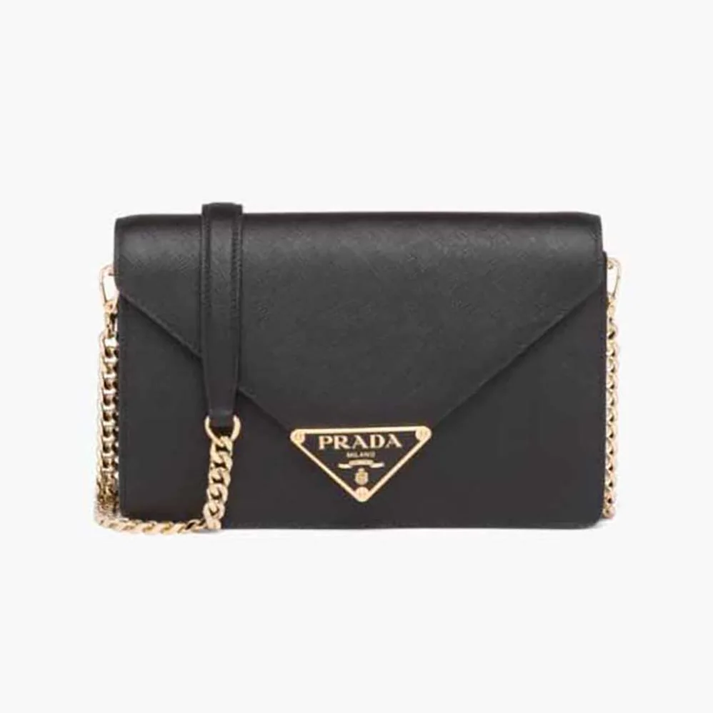 Prada Saffiano Leather Shoulder Bag for Women in Black