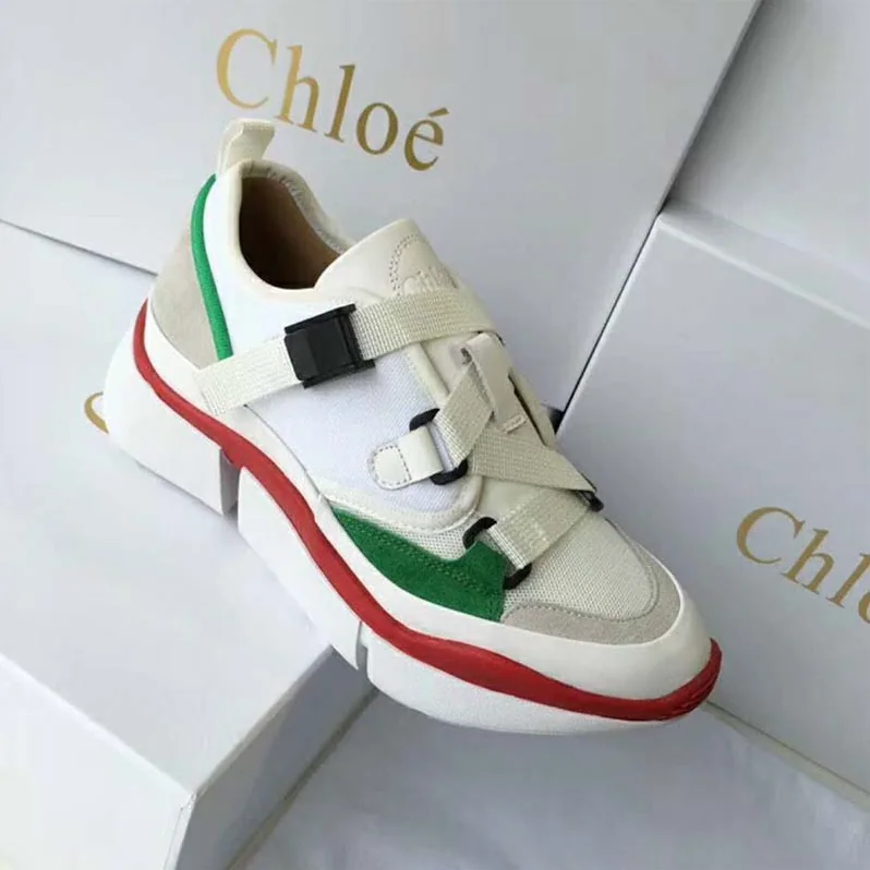 Chloe Sonnie Low-Top Sneaker in Suede Calfskin & Mix of Materials for Women in White Chloe Sonnie Low-Top Sneaker in Suede Calfskin & Mix of Materials for Women in White