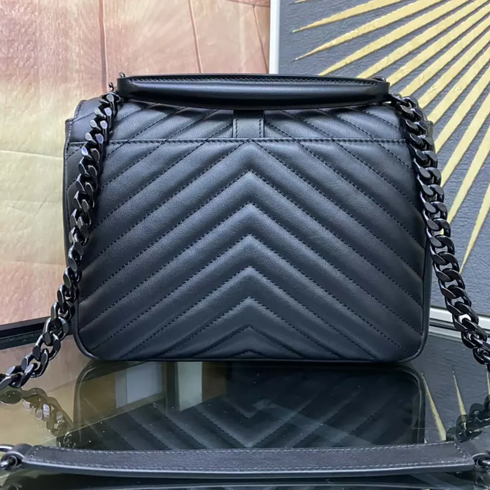 Saint Laurent YSL College Medium in Quilted Leather for Women in Black Saint Laurent YSL College Medium in Quilted Leather for Women in Black