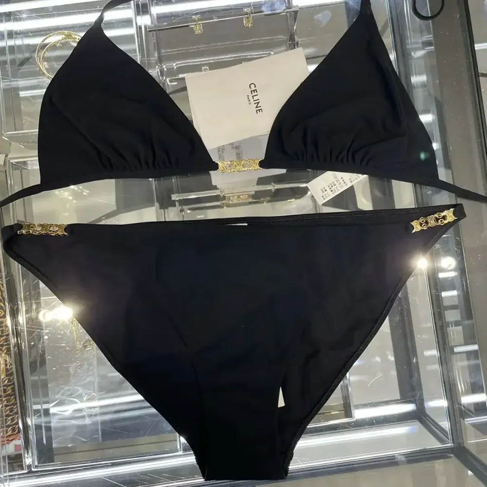 Celine Triomphe Triangle Top / Swimsuit Bottom in Matte Jersey 2X24M152C.38NO for Women
