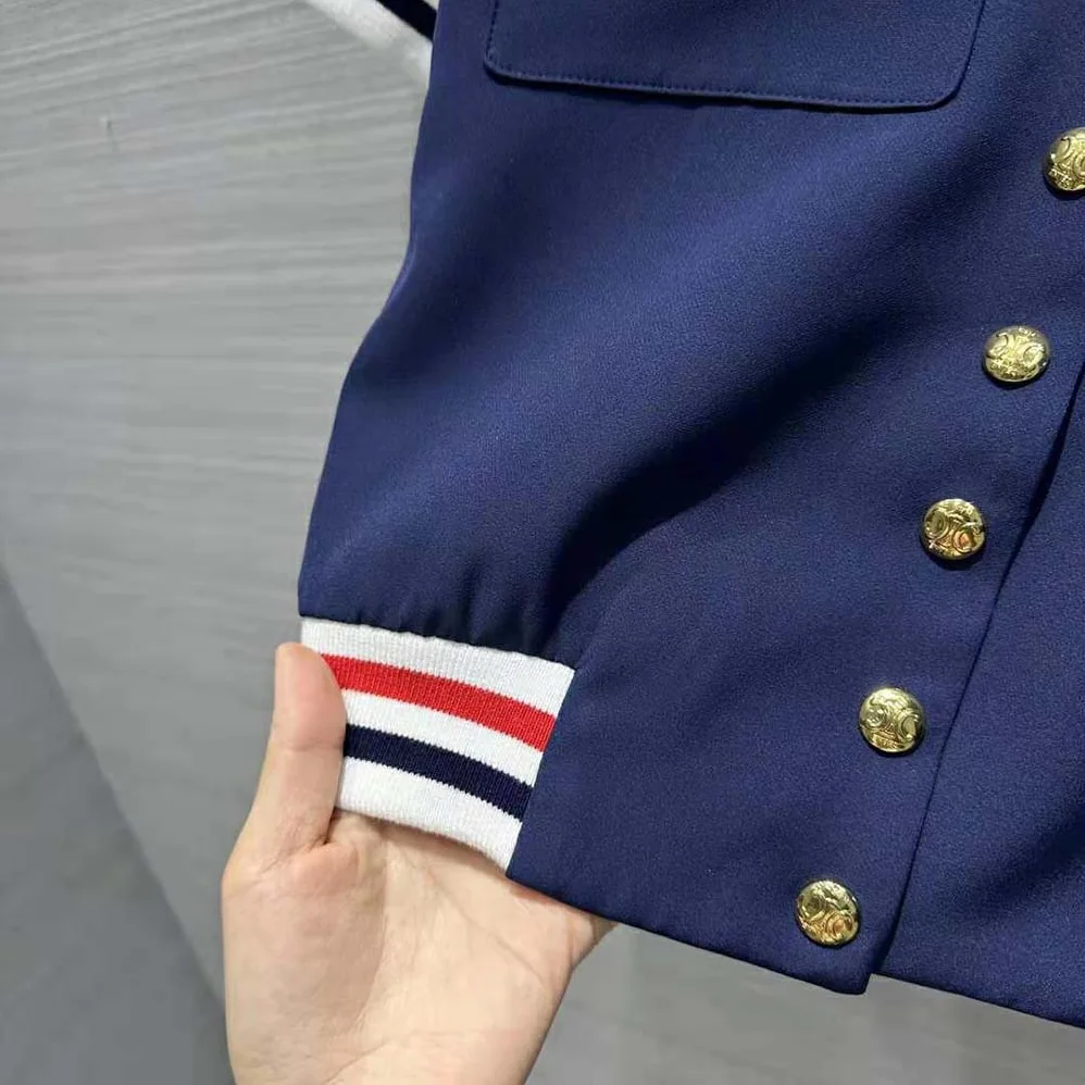 Celine Cardigan Jacket in Cotton Gabardine for Women in Navy