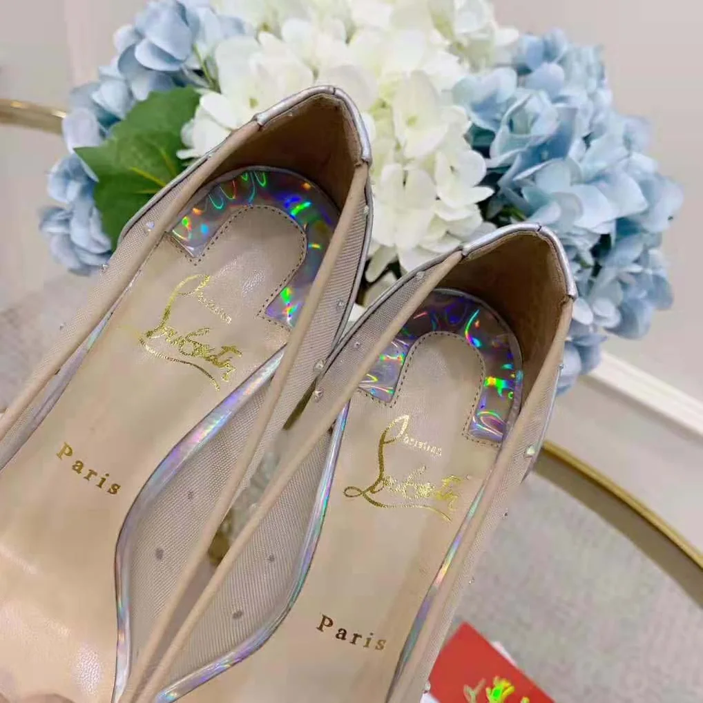Christian Louboutin Evening Flats Shoes Follies Strass for Women in Gold